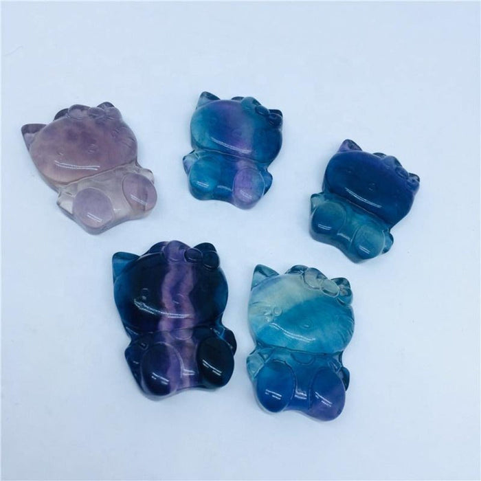 Colorful Rainbow Fluorite Crystal Hello Kitty