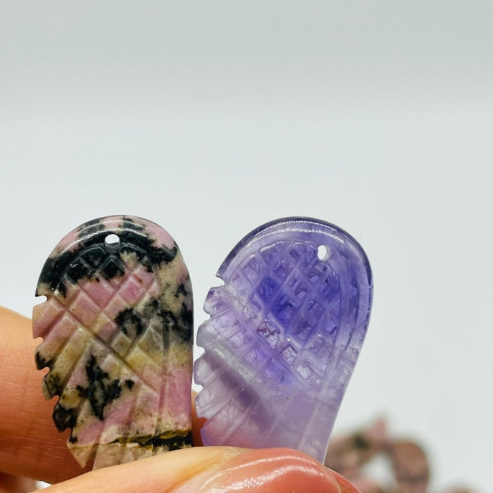 Angel Wing Carving Pendant Chevron Amethyst Rhodonite Wholesale