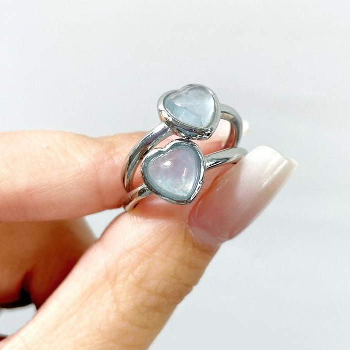 Aquamarine Heart Ring Crystal Wholesale