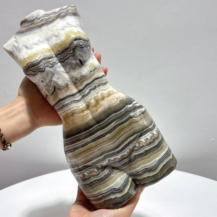 Artistic Sense Grey Yellow Calcite Large Goddess 11.2in