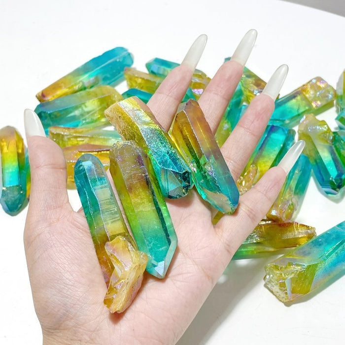 Aura Clear Quartz Rough Raw Point Wholesale