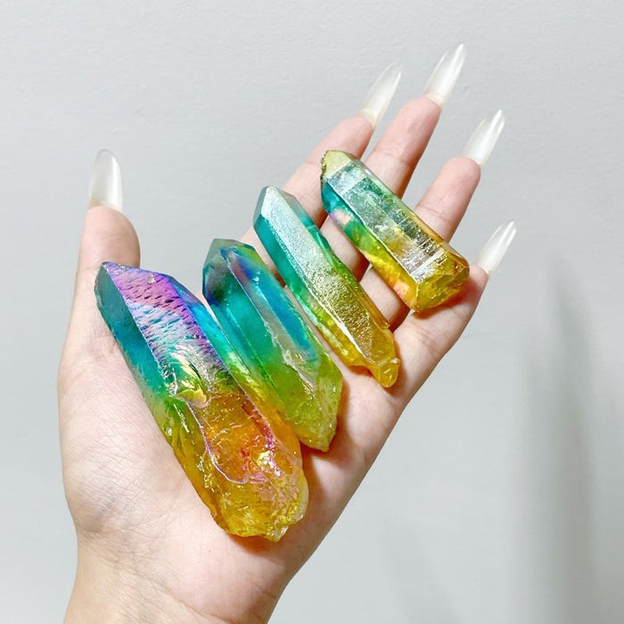 Aura Clear Quartz Rough Raw Point Wholesale