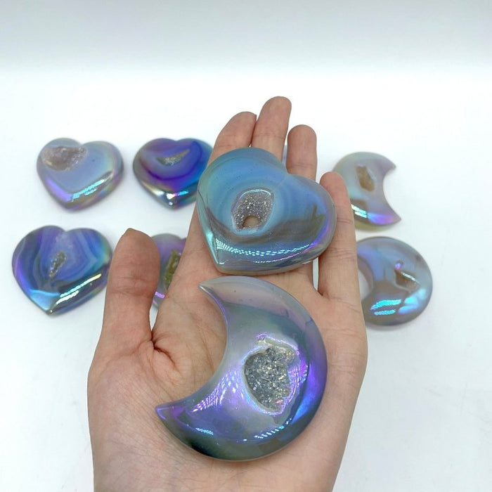 Aura Geode Druzy Agate Heart&Moon Crystal Wholesale