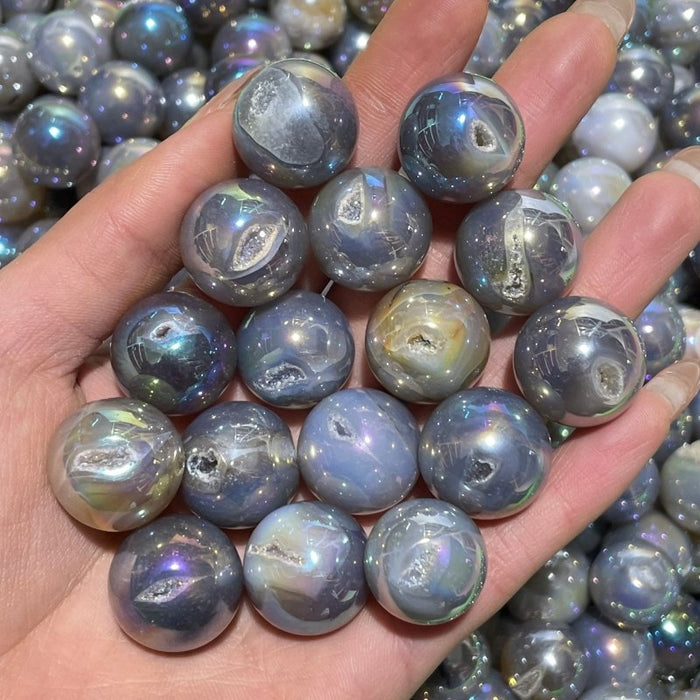 Aura Mini Geode Druzy Agate Spheres Wholesale