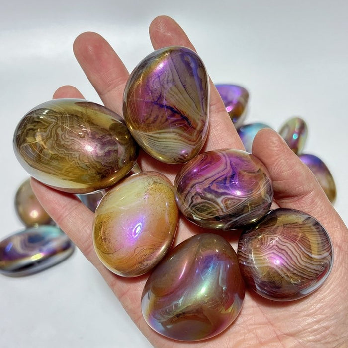 Aura Silk Agate Palm Stone Free Form Wholesale