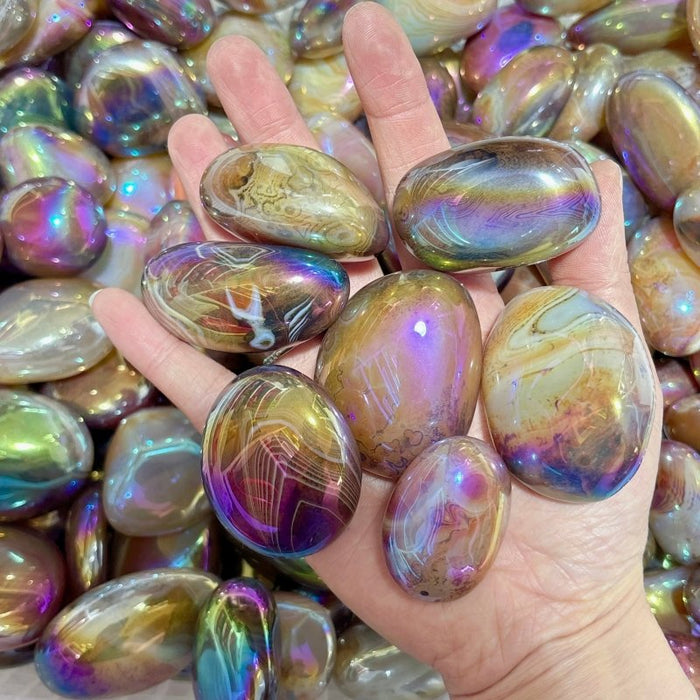 Aura Silk Agate Palm Stone Free Form Wholesale