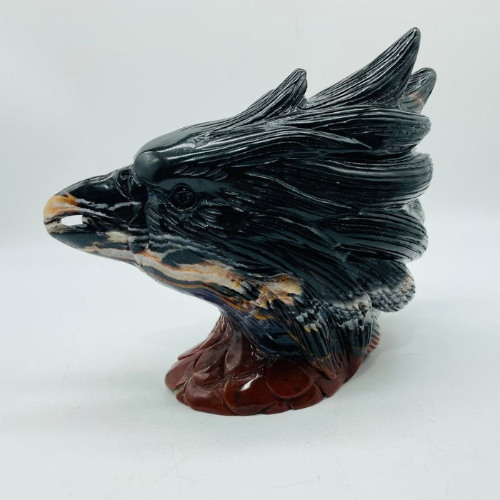 Beautiful Ocean Jasper Black Eagle Head Carving