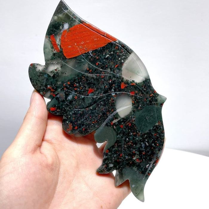 Beautiful Africa Blood Stone Butterfly Wing Carving With Stand
