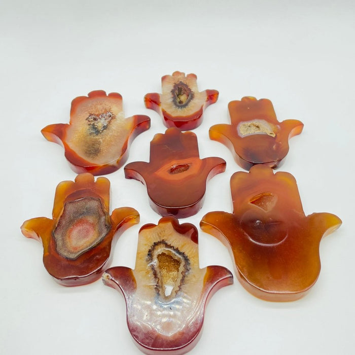 Beautiful Carnelian Geode Hamsa Hand Carving Crystal Wholesale