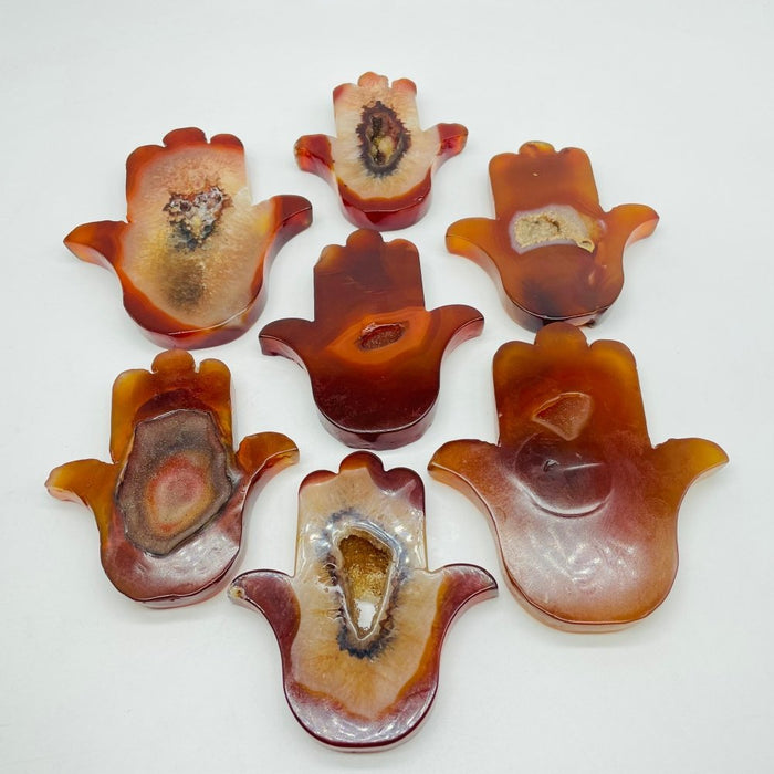 Beautiful Carnelian Geode Hamsa Hand Carving Crystal Wholesale