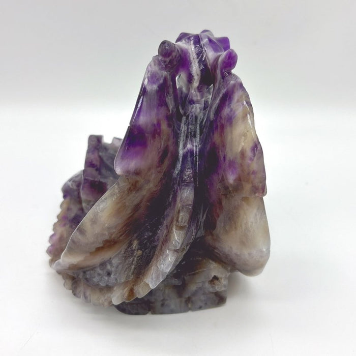 Beautiful Chevron Amethyst Dragon Castle Carving