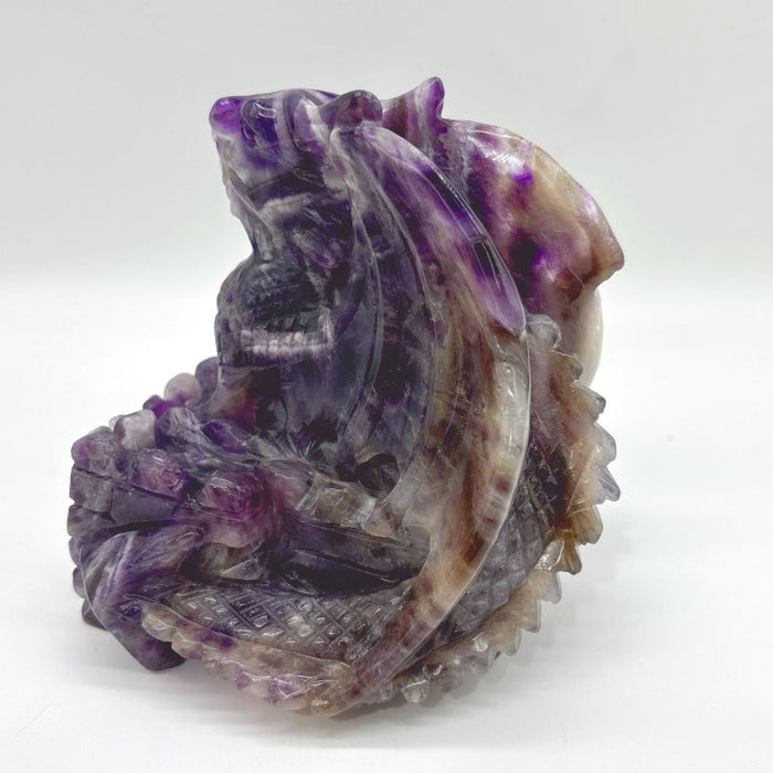 Beautiful Chevron Amethyst Dragon Castle Carving