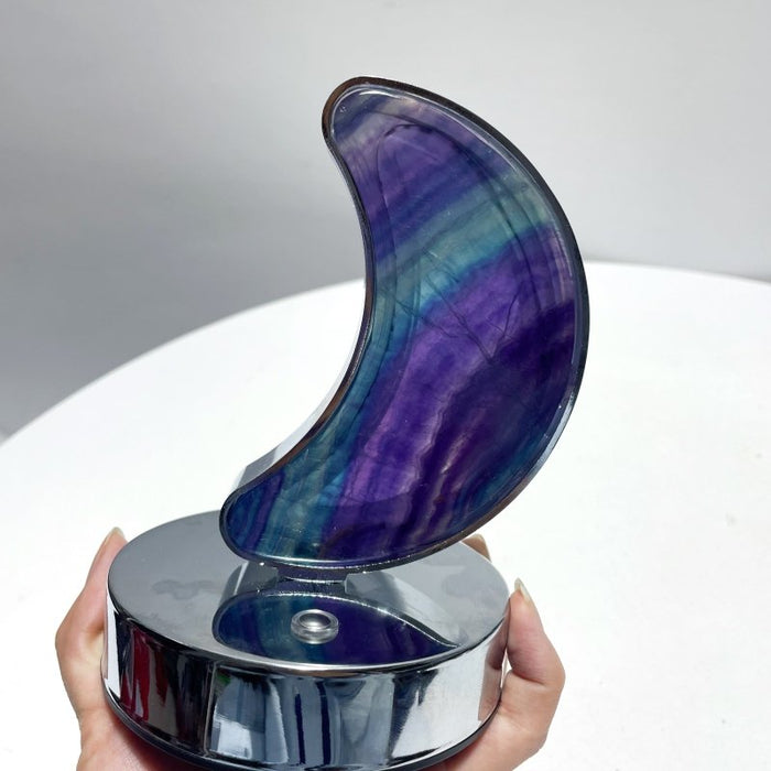 Beautiful Fluorite LED Table Lamp Flower Moon & Heart Shape