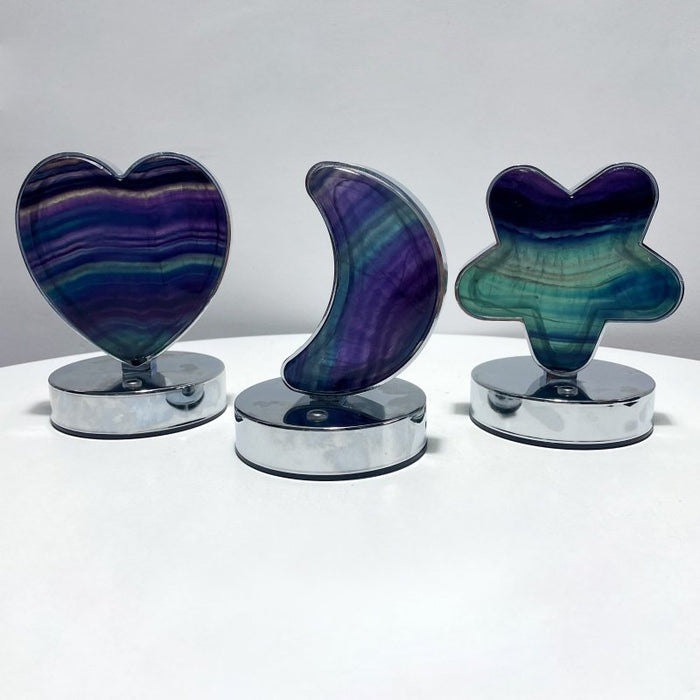 Beautiful Fluorite LED Table Lamp Flower Moon & Heart Shape