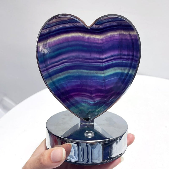 Beautiful Fluorite LED Table Lamp Flower Moon & Heart Shape
