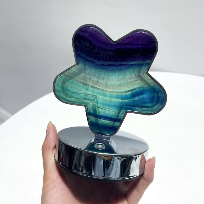 Beautiful Fluorite LED Table Lamp Flower Moon & Heart Shape