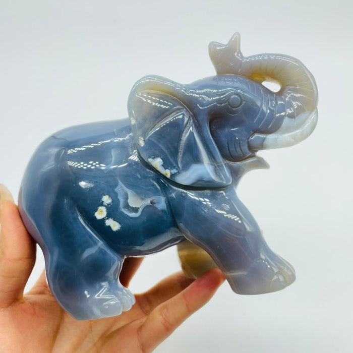 Beautiful Geode Agate Druzy Elephant Animal Carving