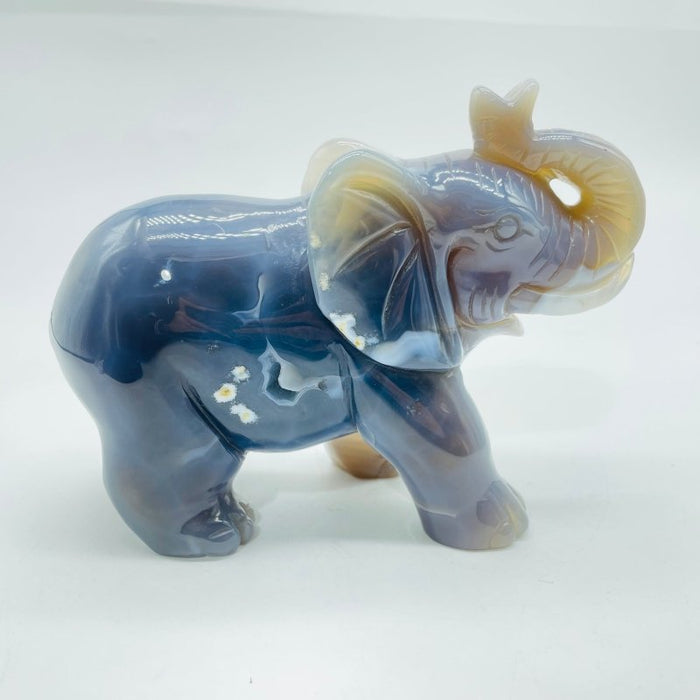 Beautiful Geode Agate Druzy Elephant Animal Carving