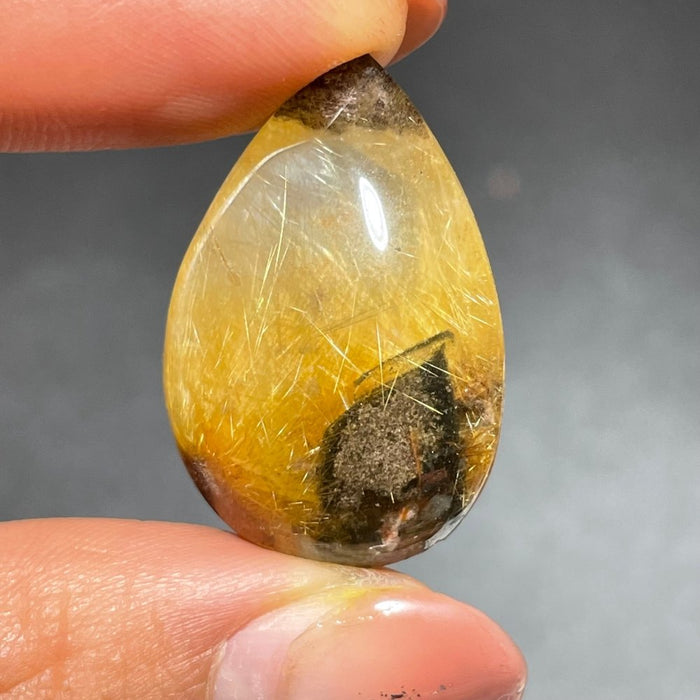 Beautiful Golden Rutile Mixed Green Garden Quartz Teardrop Pendant