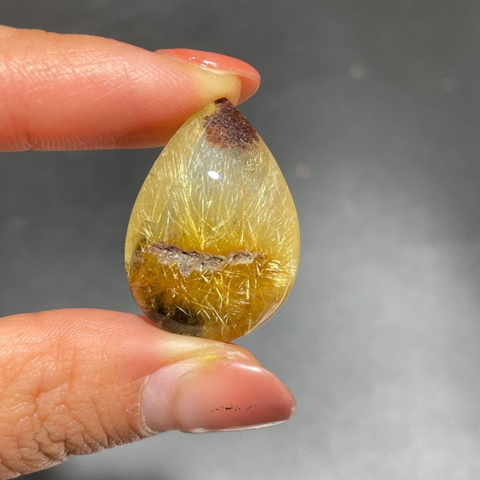 Beautiful Golden Rutile Mixed Green Garden Quartz Teardrop Pendant