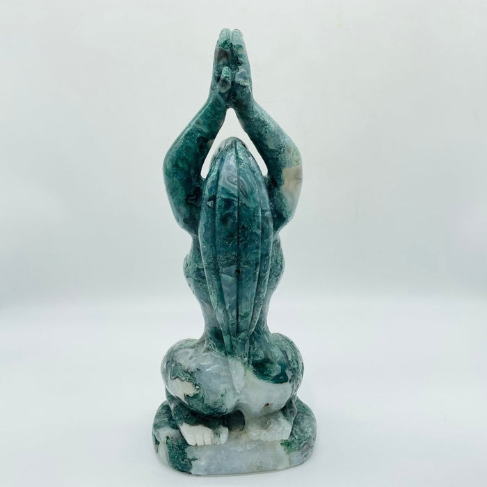 Beautiful Green Moss Agate Large Goddess Carving