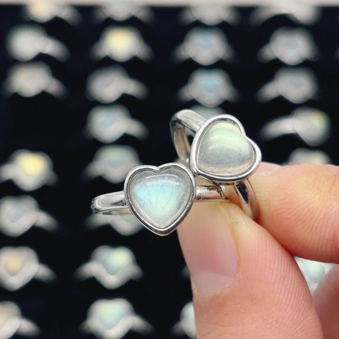 Beautiful Labradorite Heart Ring Wholesale
