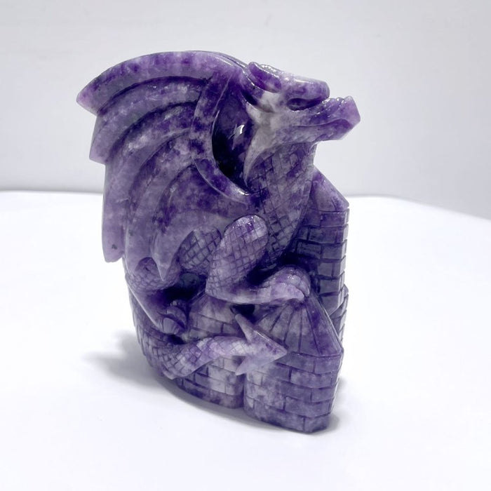 Beautiful Lepidolite Flying Dragon Carving