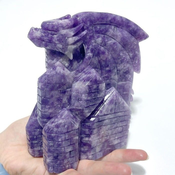 Beautiful Lepidolite Flying Dragon Carving