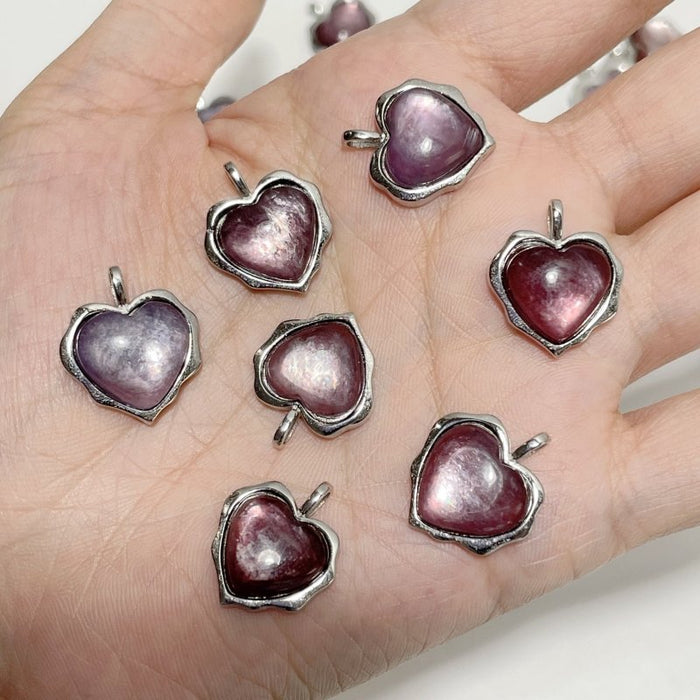 Beautiful Lepidolite Heart Pendant Wholesale