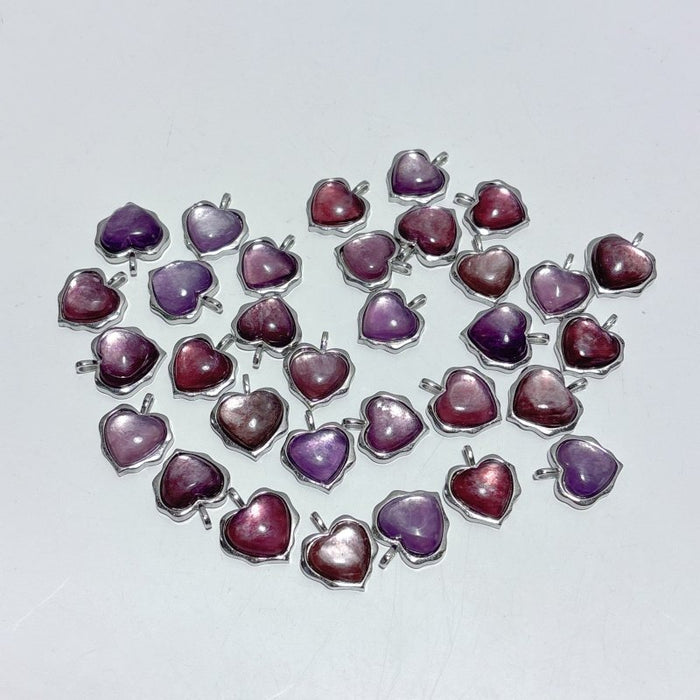 Beautiful Lepidolite Heart Pendant Wholesale