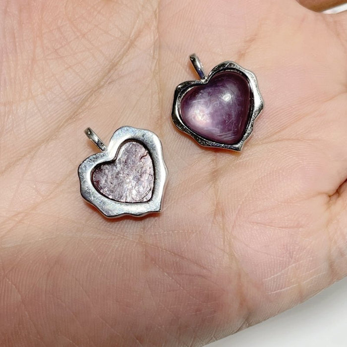 Beautiful Lepidolite Heart Pendant Wholesale