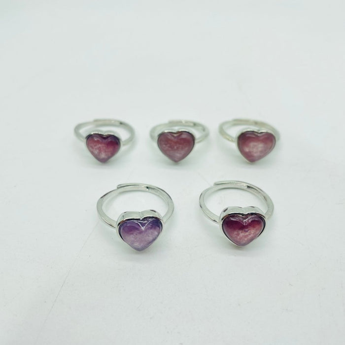 Beautiful Lepidolite Heart Shape Ring Crystal Wholesale