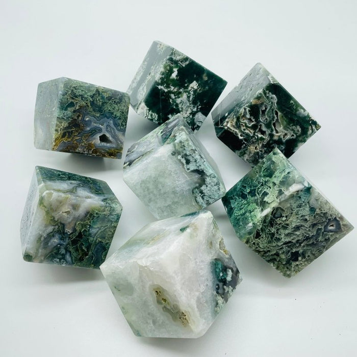 Beautiful Moss Agate Cube Wholesale
