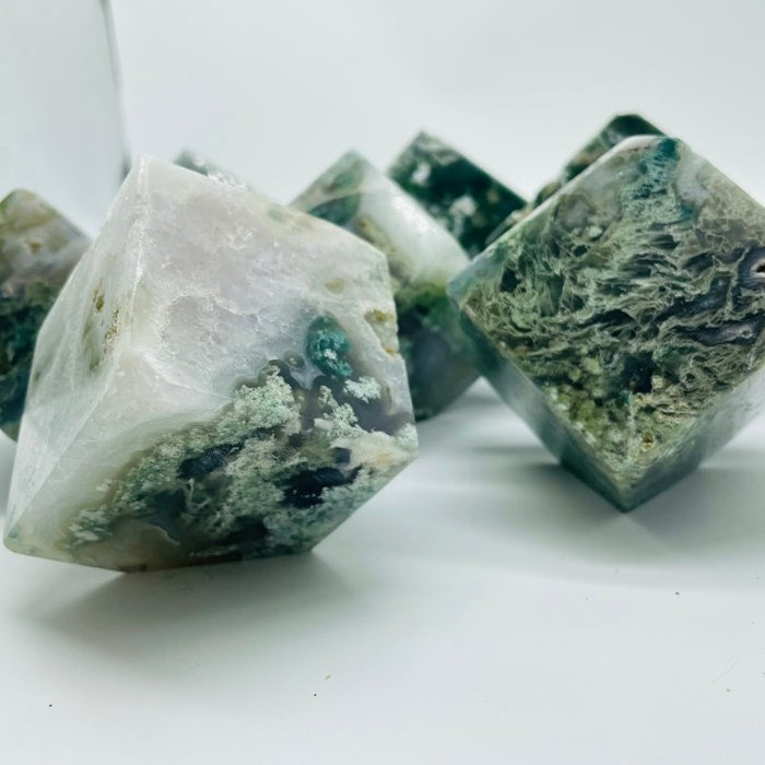 Beautiful Moss Agate Cube Wholesale
