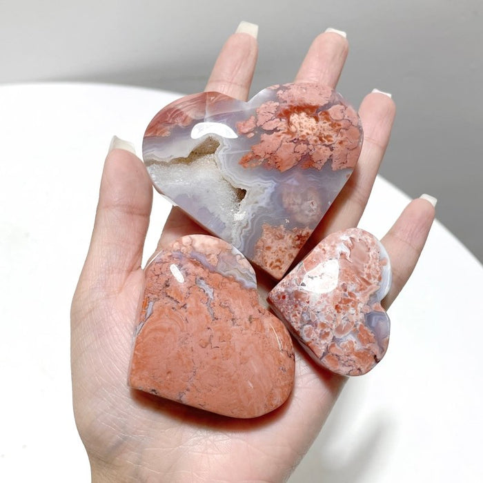 Beautiful Pink Agate Heart Wholesale