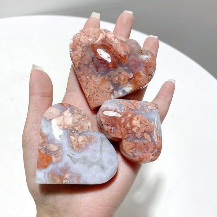 Beautiful Pink Agate Heart Wholesale