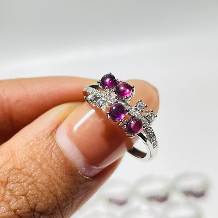 Beautiful Purple Garnet S925 Sterling Silver Ring Wholesale