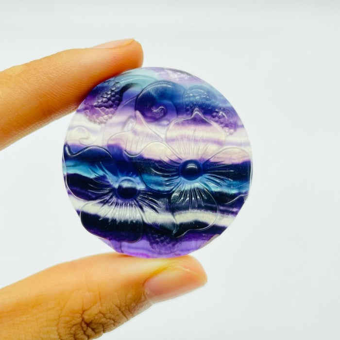 Beautiful Rainbow Fluorite Flowers Carving Wholesale