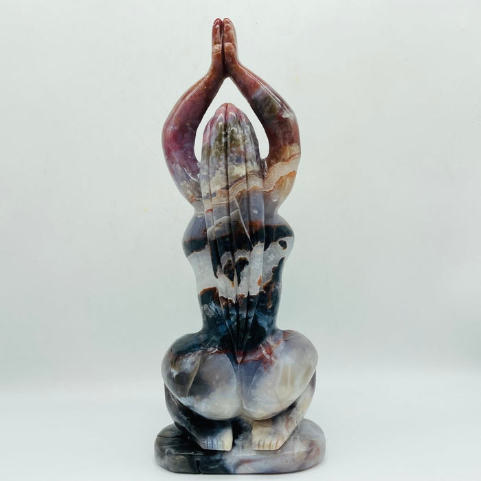 Beautiful Red Moss Agate Mixed Quartz Large Goddess Carving