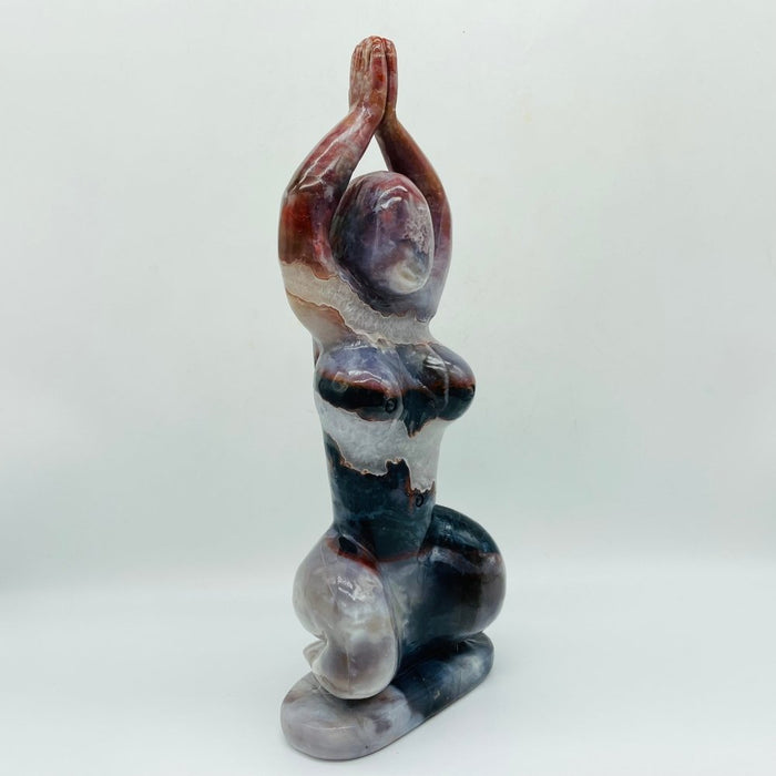 Beautiful Red Moss Agate Mixed Quartz Large Goddess Carving