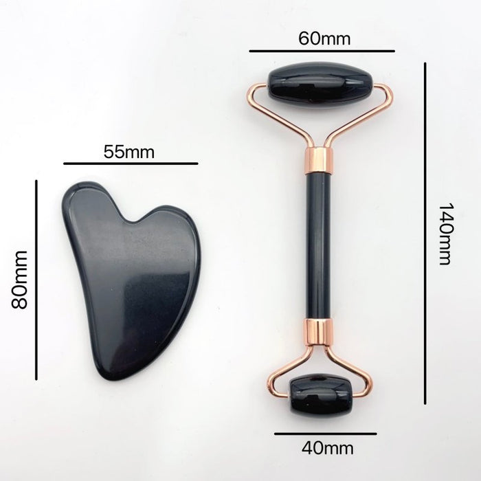 Black Obsidian Roller and Gua Sha A Set Wholesale