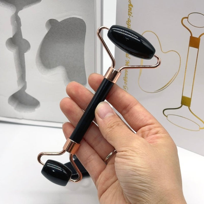 Black Obsidian Roller and Gua Sha A Set Wholesale