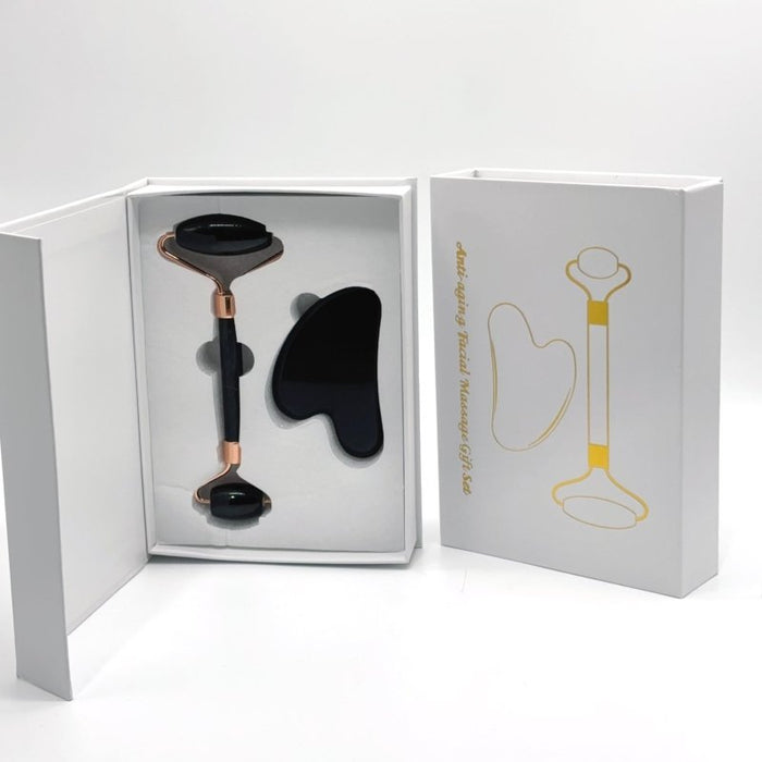 Black Obsidian Roller and Gua Sha A Set Wholesale