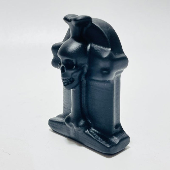 Black Obsidian Tombstone Skull Cross Carving Wholesale