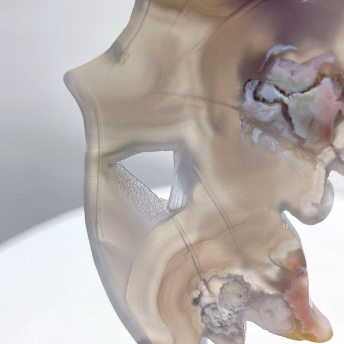 Black Sakura Flower Agate Butterfly Wing Carving With Stand