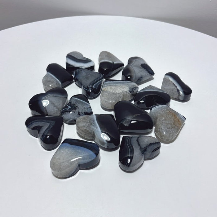 Black Stripe Agate Mixed Quartz Heart Wholesale