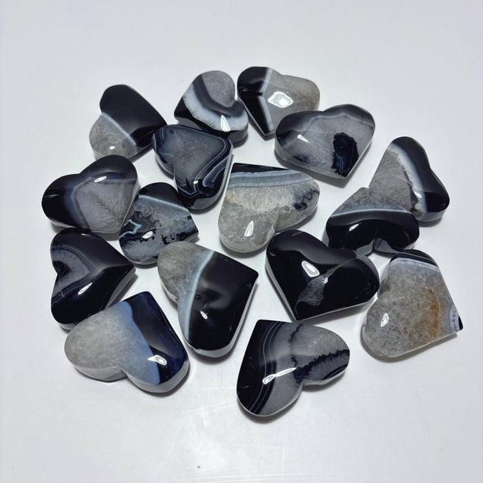 Black Stripe Agate Mixed Quartz Heart Wholesale