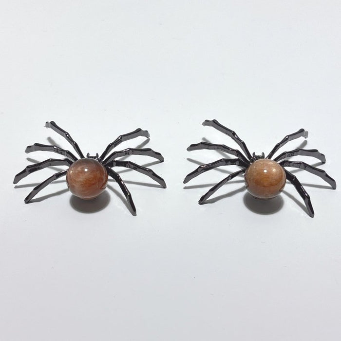 Black Sunstone Crystal Sphere Spider Ornament Handmade Alloy Spider Wholesale