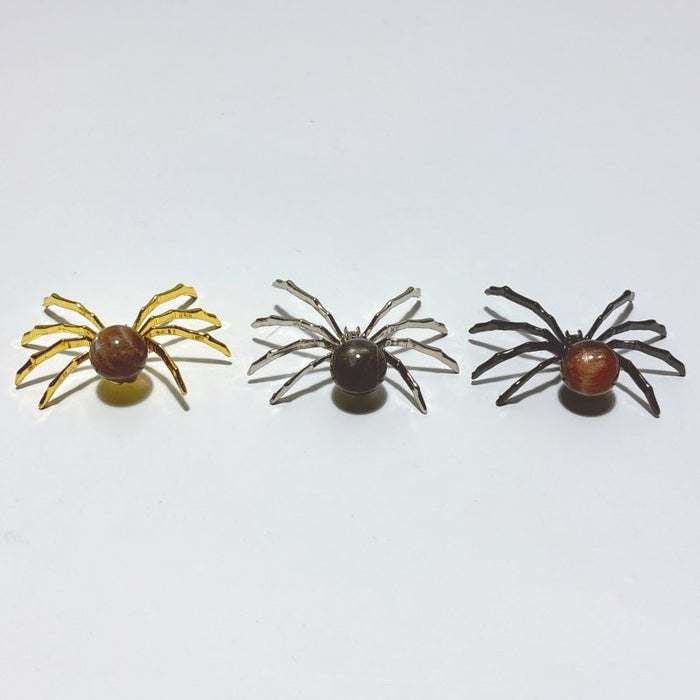 Black Sunstone Crystal Sphere Spider Ornament Handmade Alloy Spider Wholesale