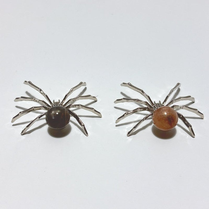 Black Sunstone Crystal Sphere Spider Ornament Handmade Alloy Spider Wholesale
